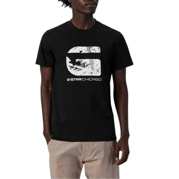 G-Star Mens Chicago Lettering Regular T-Shirt - Dark Black - 