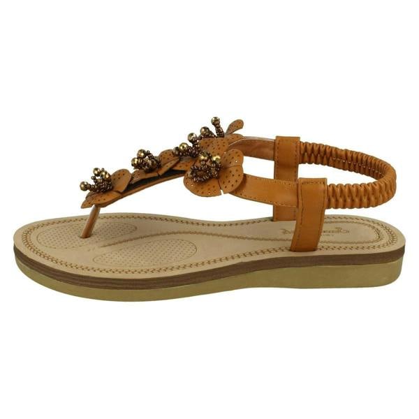 Savannah Ladies Savannah Beaded Flower Trim Sandals