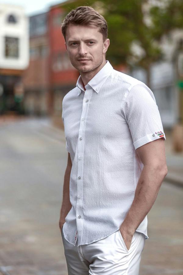 Claudio Lugli Textured Seersucker Short Sleeve Shirt