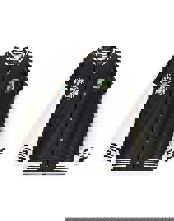 Minecraft Boys Black Creeper Varsity Jacket