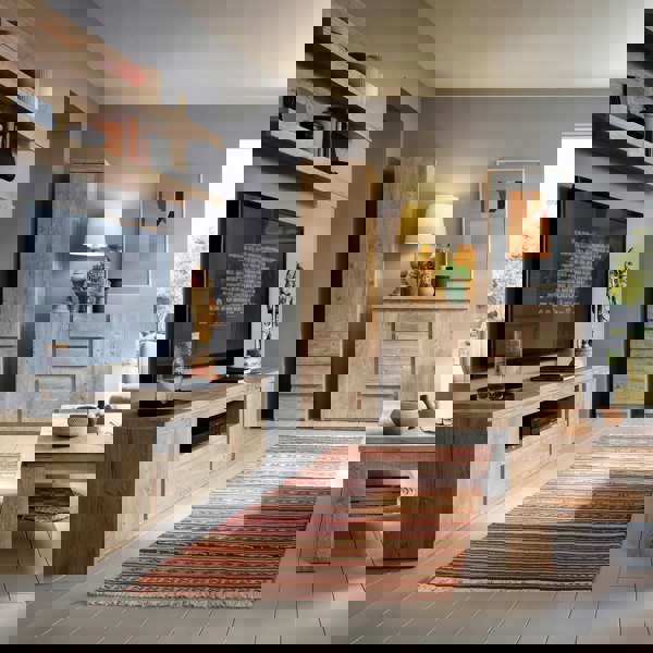 Furniture To Go Fribo 2 Door 1 Drawer 166cm Wide TV Cabinet in Oak