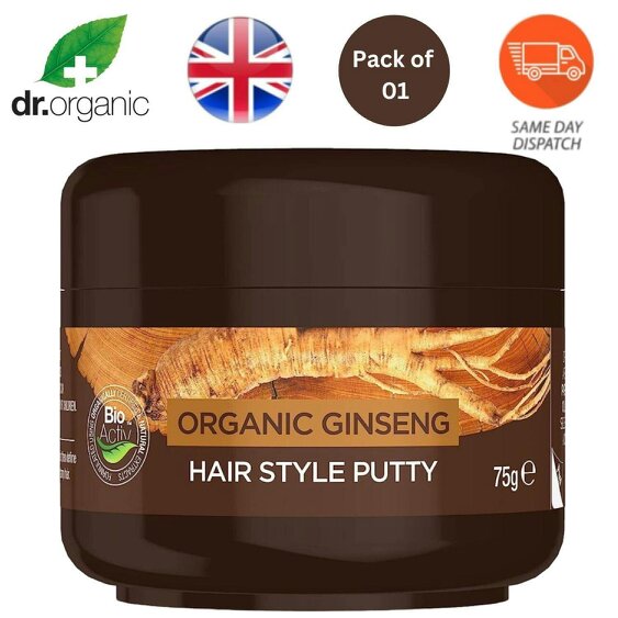 Dr Organic Dr. Organic Ginseng Hair Style Putty 75g – Pack of 1, 2, 4 or 6 - Pack of 1