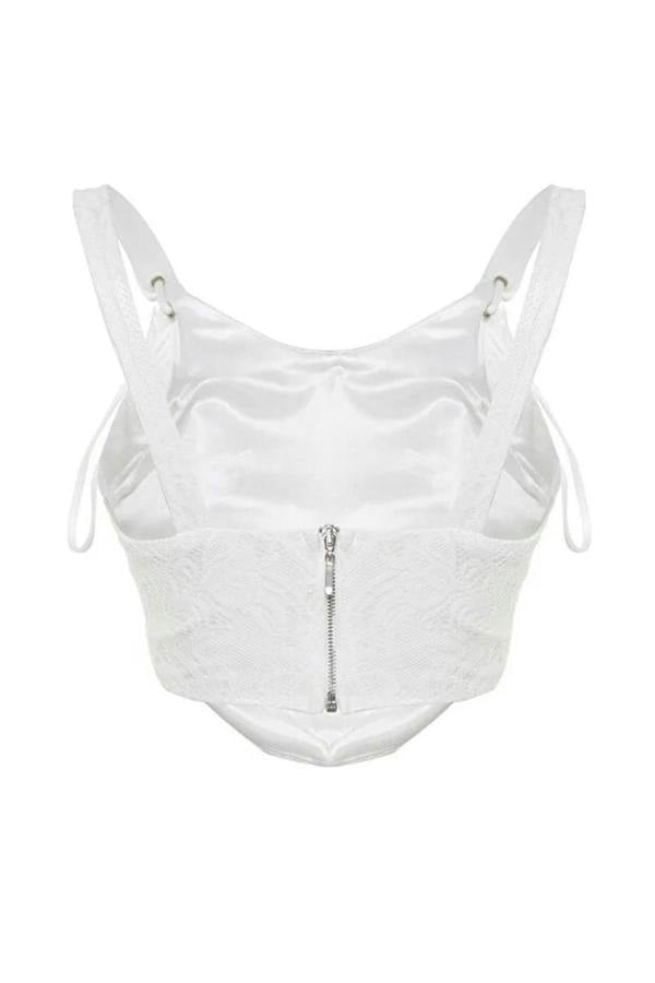WOVCOR Crop Lined Corset Detail Knitted Lace Bustier