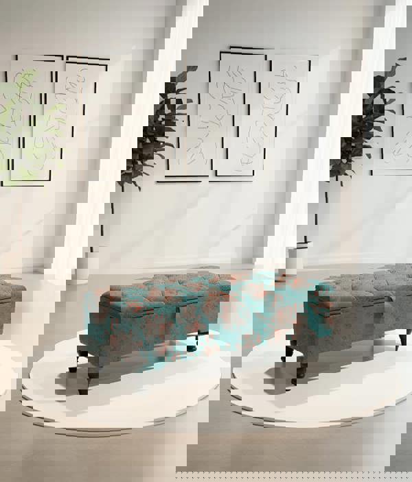 PREMIUM Teal Blue Floral Chenille - ISTOOLS