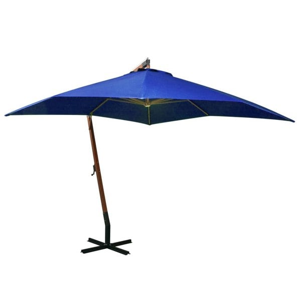 Berkfield Hanging Parasol with Pole Azure Blue 3x3 m Solid Fir Wood