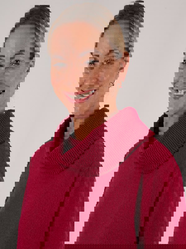 PennyPlain Rib Hem Cowl Tunic - Berry