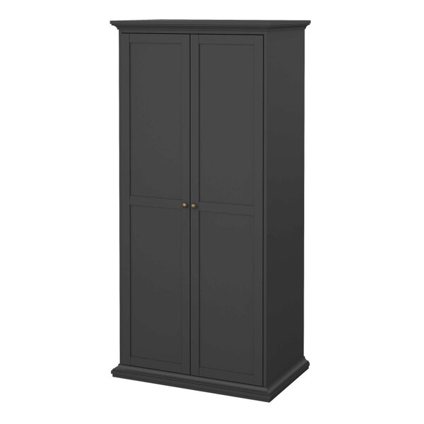 Wyld Haus Osaka Farmhouse Dark Grey Wooden Wardrobe 2 Doors