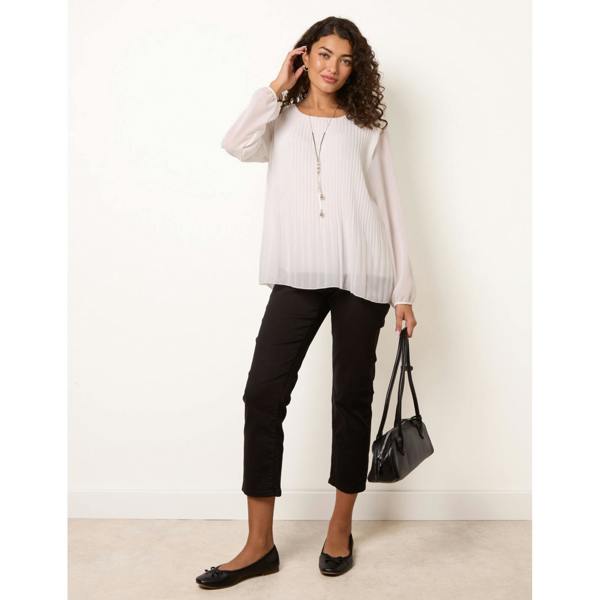Blue Vanilla Long Sleeve Pleated Top