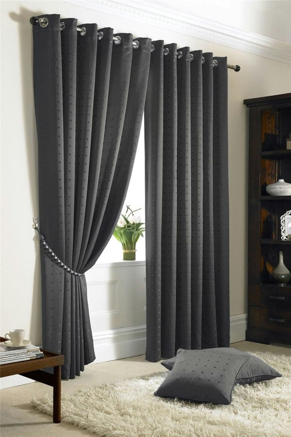 Alan Symonds Madison Eyelet Fully Lined Curtain Pair With Tie Backs