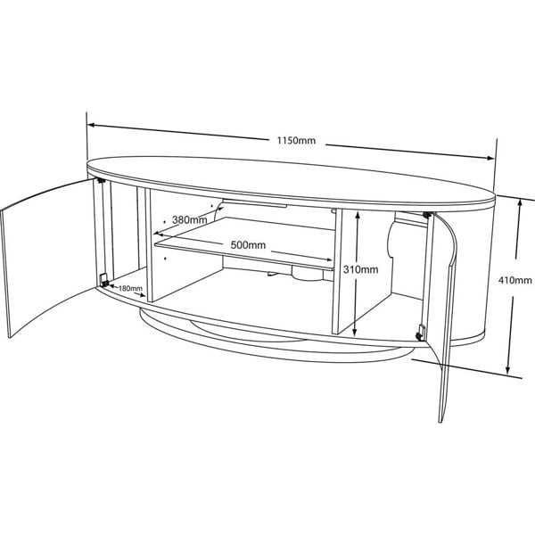 MDA Designs Luna Beam Thru Remote Friendly up to 50" LED/LCD/Plasma Gloss Black Luxury TV Cabinet Stand