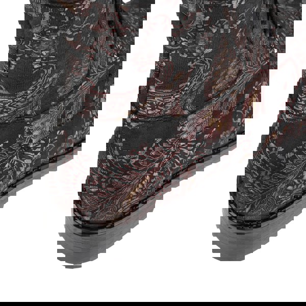 Embassy London Didi Wool - Black & Burgundy - Women's leather lace-up and zip-up round toe combat boot