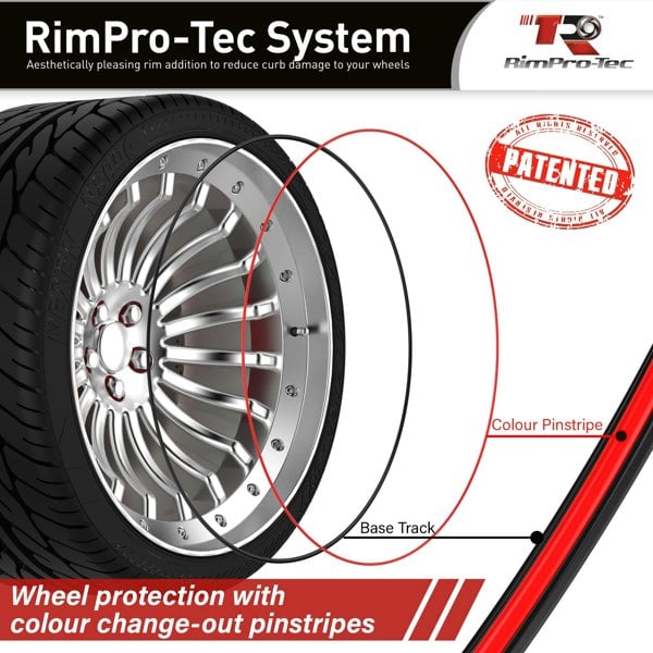 RimPro-Tec Group 4x Black Base's 4x Red Pinstripe's / RimPro-Tec® Wheelbands™ car wheel styling kit