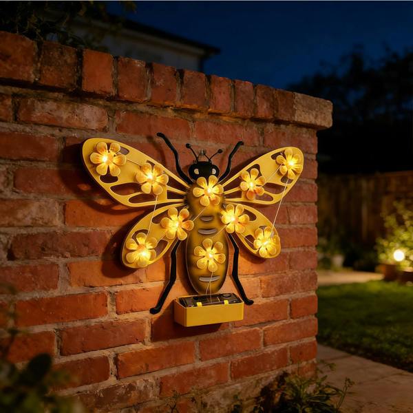 Leaper Outdoor Garden Decor Solar Bee Wall Light