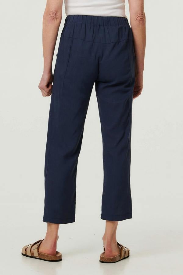 Blue | Drawstring Tie Front Relaxed Trousers