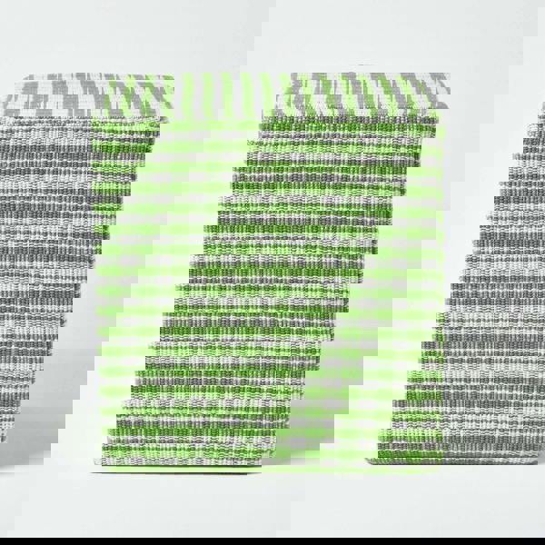 HOMESCAPES Gingham Check Cotton Cube Pouffe - 36 x 36 x 38 cm