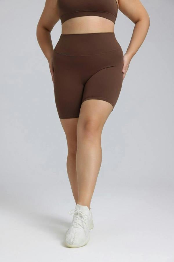 Anniou Plus Size Buttery Soft Yoga Shorts - Brown