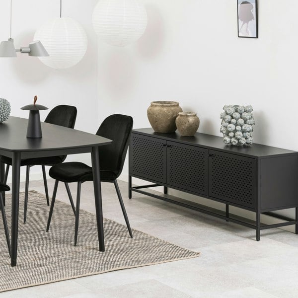 Furniture To Go Newcastle 3 Door Sideboard in Matt Black