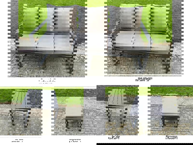 Fimous U-shaped 10-Seater Aluminium Garden Furniture Outdoor Dining Set with Adjustable Rising Lifting Dining Table Side Table Big Footstool Dark Grey