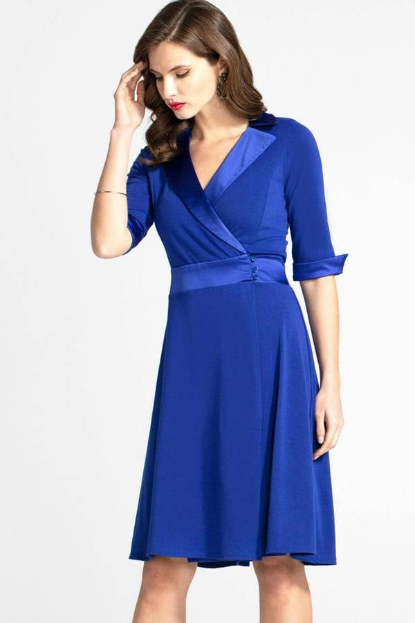 HotSquash Fit & Flare Wrap Dress with Silky Trim