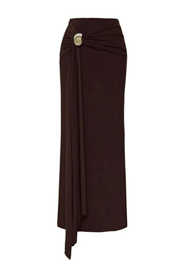 WOVCOR Knit Long Skirt with Accessory Detail