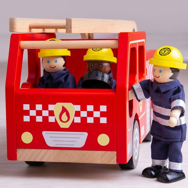 Bigjigs Toys Wooden City Fire Engine, Features A Swivel Ladder