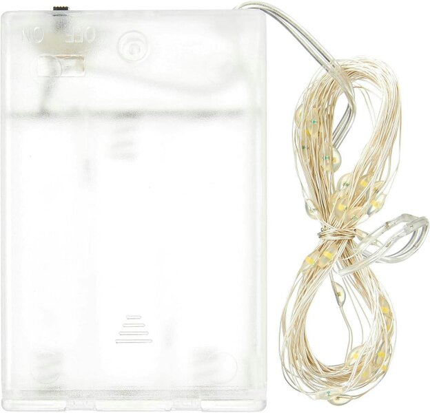 Shatchi 4m 40 LED Fairy String Lights, Silver Copper Wire, Warm White, Battery Operated, Waterproof, 2 Pack