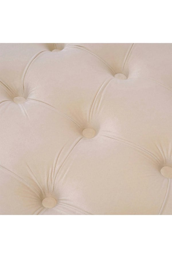 Living and Home Beige Buttoned Velvet Rectangular Ottoman Footstool with Gourd-shaped Legs