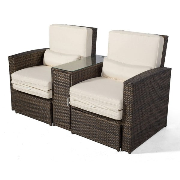 Giardino Nevada Double Reclining Rattan Sun Loungers Set