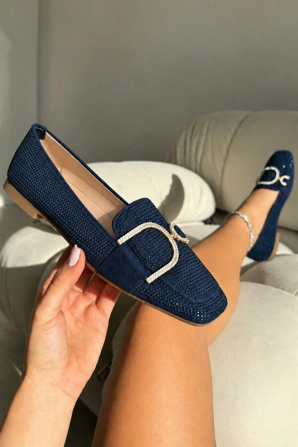 Love Lemonade Crystal Imperial Suede Loafers Navy
