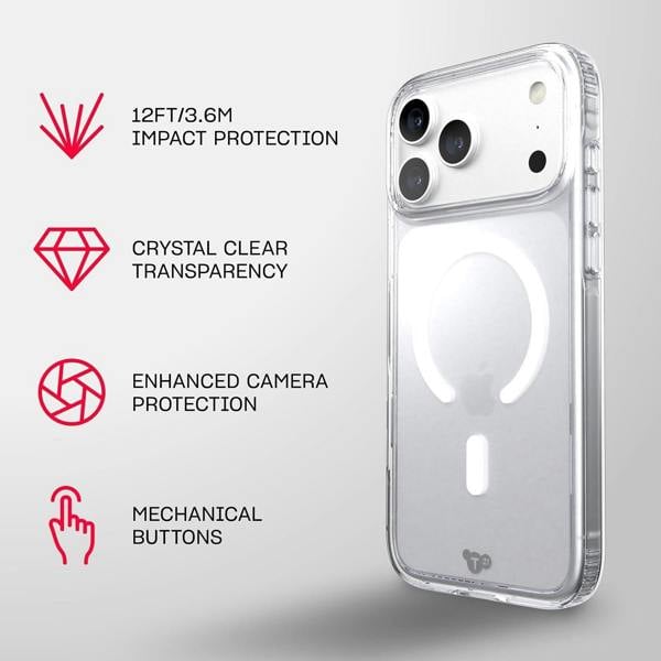 Tech21 Evo Clear Case with MagSafe for iPhone 17/18 Pro Max 6.9" Clear - T21-11714