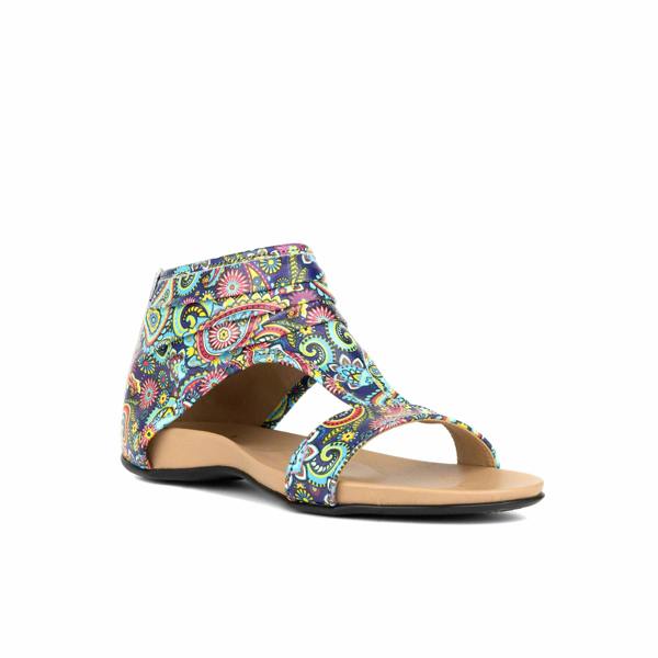 Embassy London Downtown - Festival Blue - Women's flat T-bar sandal with covered heel