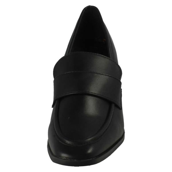 Spot On Ladies Spot On Wide Fit High Heeled Loafer Style Shoes F90132
