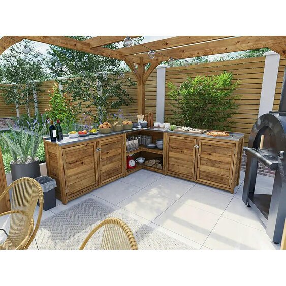 Dunster House Garden Kitchen Double W2m x D2m / W7' x D7'  With Stainless Steel Countertop UNIT III