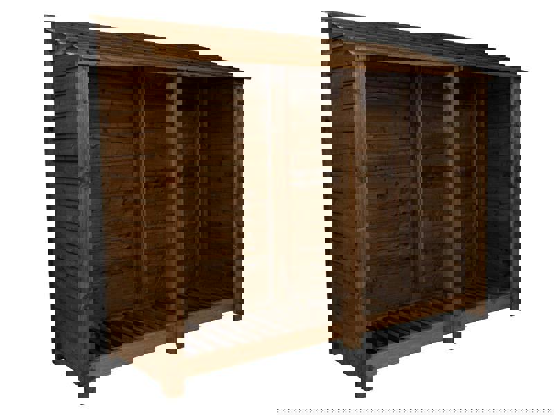 Arbor Garden Solutions Wooden Log Store W-227cm, H-126cm or 180cm, D-88cm - Brown Finish