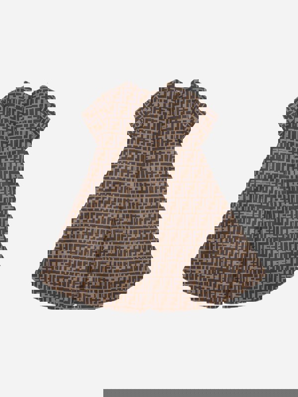 Fendi Kids Fendi Girls Neoprene FF Logo Bow Dress