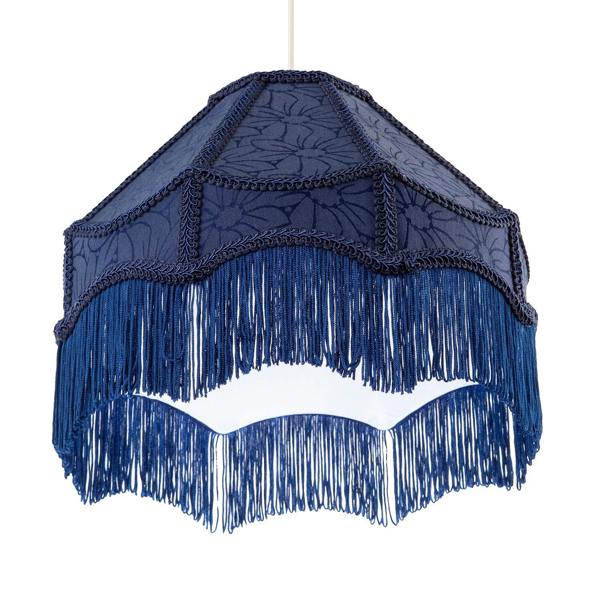 Classic Victorian Style Empire Pendant Shade in Midnight Blue Fabric Image 5