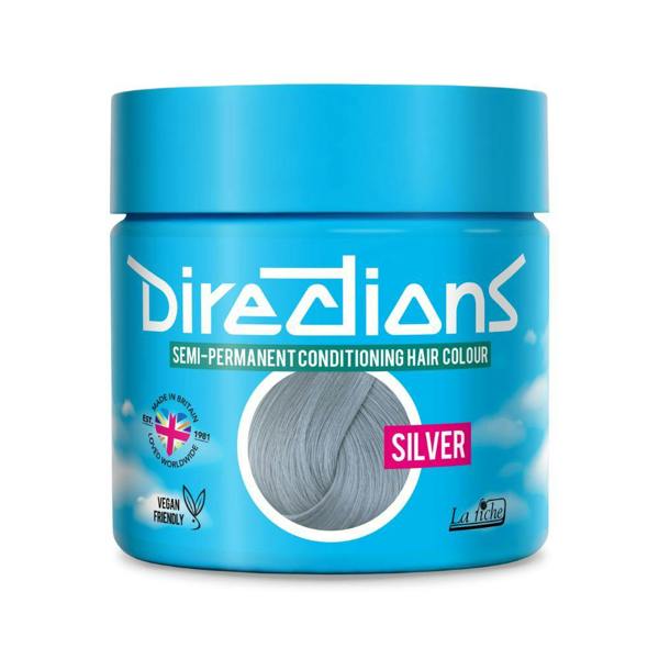 Directions 4 x La Riche Directions Semi-Permanent Hair Color 100ml Tubs - Silver