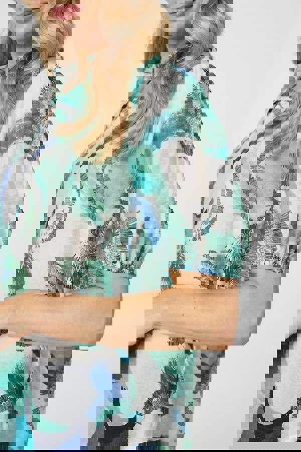 Green | Abstract Print 1/2 Sleeve Blouse