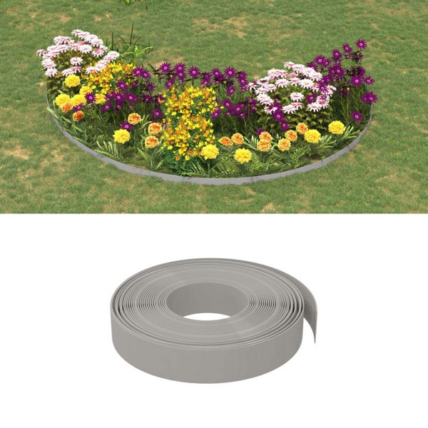 Berkfield Garden Edgings 5 pcs Grey 10 m 10 cm Polyethylene