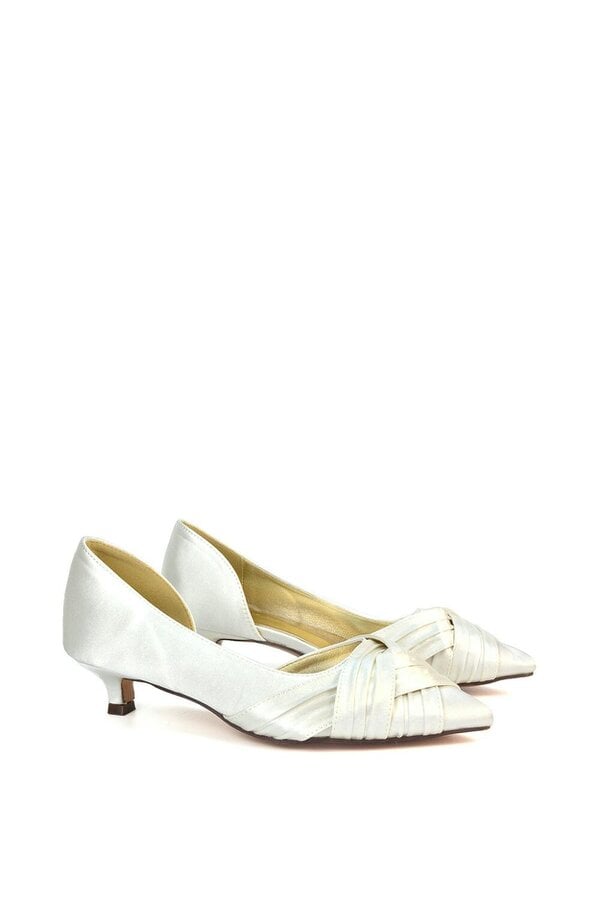 XY LONDON Pointed Toe Kitten Low Heel Classic Bridal Shoe Pumps