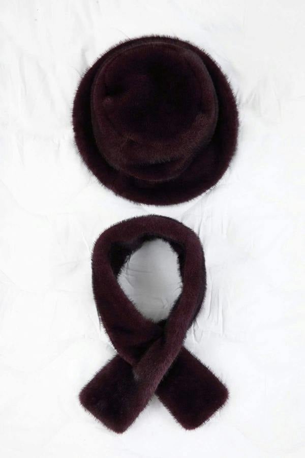 WOVCOR 2-Piece Fur Scarf-Hat Knit Set