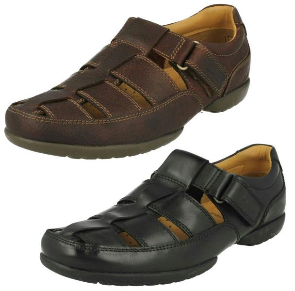 Clarks Mens Clarks Hook & Loop Sandals Recline Open