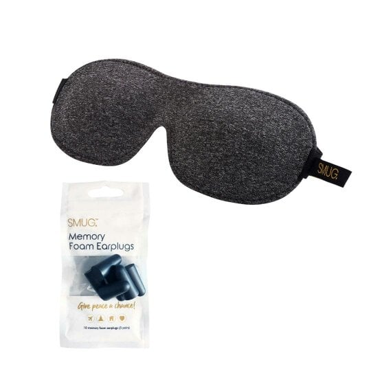 SMUG Contoured 3D Blackout Sleep Mask - Dark Grey Marl - Sleep Mask & Black Earplugs