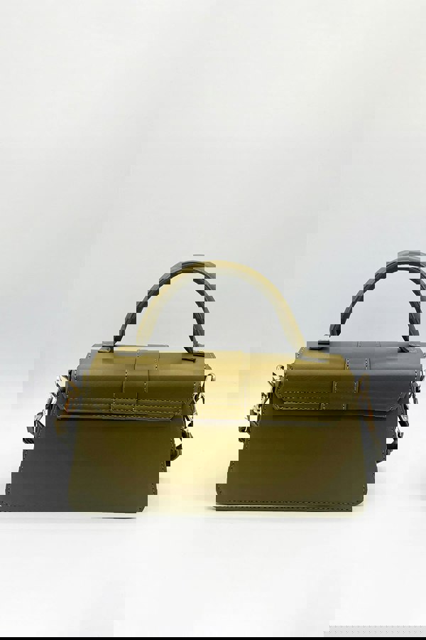 SVNX Small Crossbody Hard Top Handle Bag in Olive