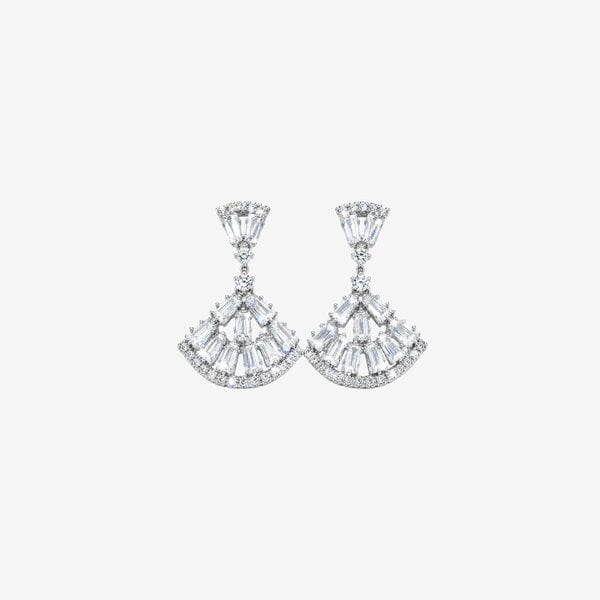 Uchi & Soto Gingko Rhinestone Silver Earrings
