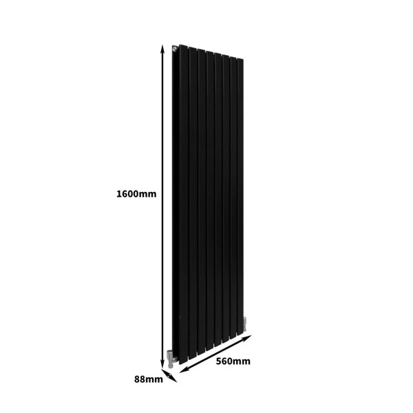 Designer Flat Panel Radiator - Matt Black (1600mm x 560mm)