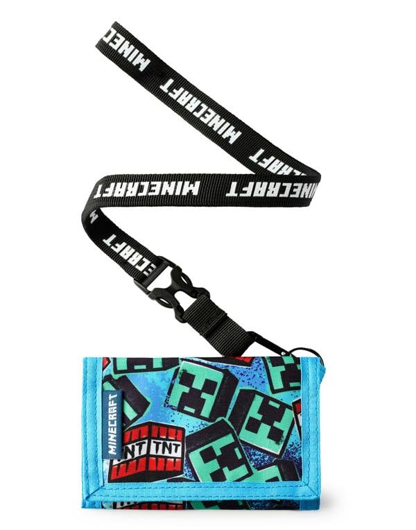 Minecraft Boys Blue Grafitti Strap Wallet (One Size)