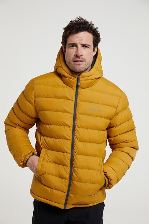 Mountain Warehouse Mens Seasons Faux Fur Lined Padded Jacket - Mustard