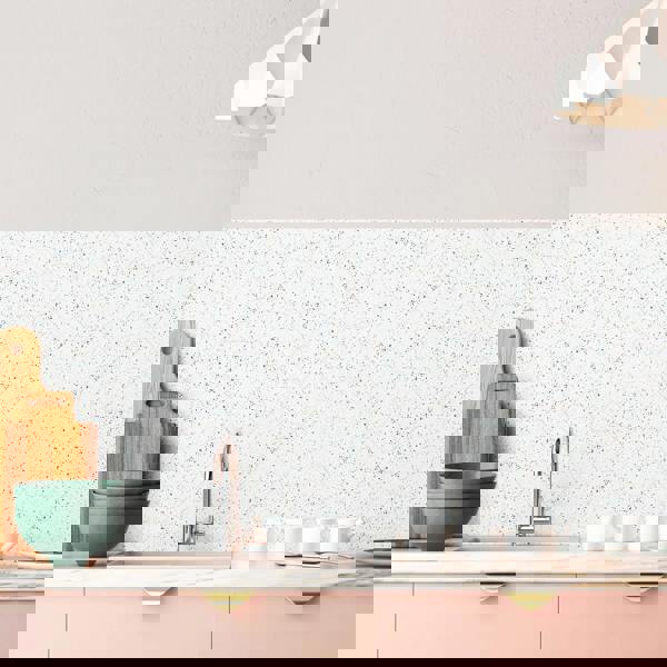 WT1604 - Terrazzo Holographic Glitter White Wall Tile Sticker Set - 15cm (6inch) - 24pcs one pack