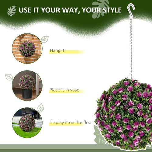 Wyld Haus Liso Set Of 2 Artificial UV Resistant Rose Style Topiary Balls H8 28cm